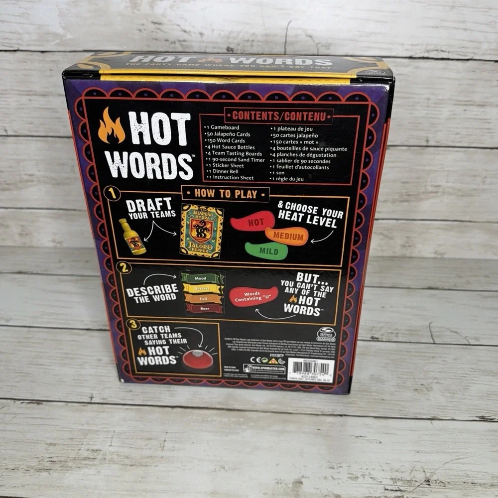 Hot Words Board Game Spin Master Word Guessing Party Game Complete Ages 12+